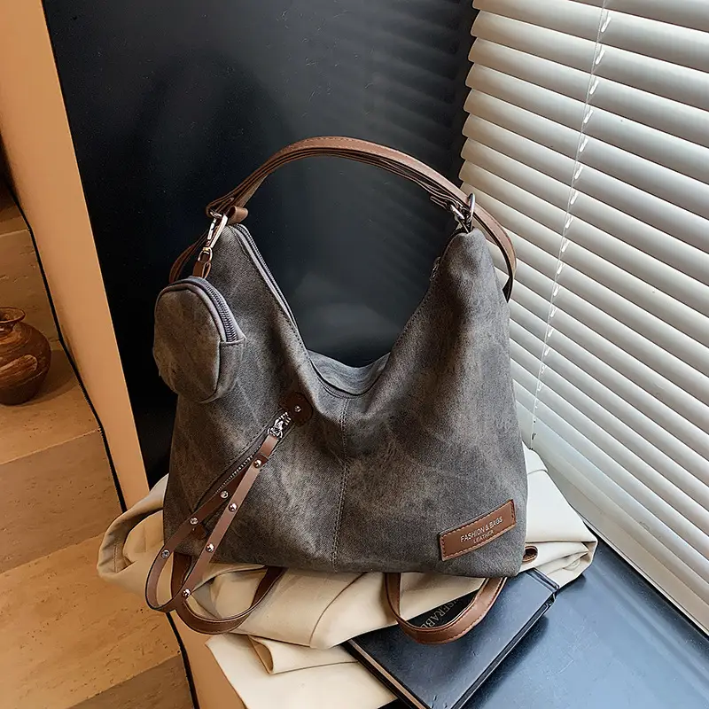 Korean Style Cream Leather Shoulder Bag Large Capacity - Image 7