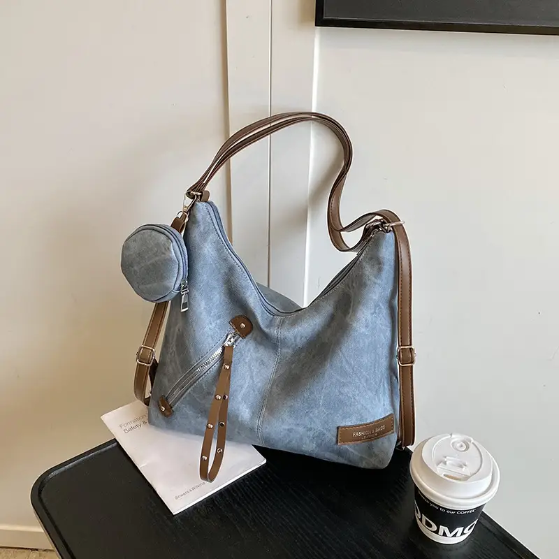 Korean Style Cream Leather Shoulder Bag Large Capacity - Image 8