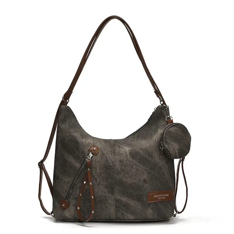 Korean Style Cream Leather Shoulder Bag Large Capacity - Image 9