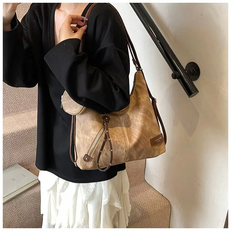Korean Style Cream Leather Shoulder Bag Large Capacity — feature 10