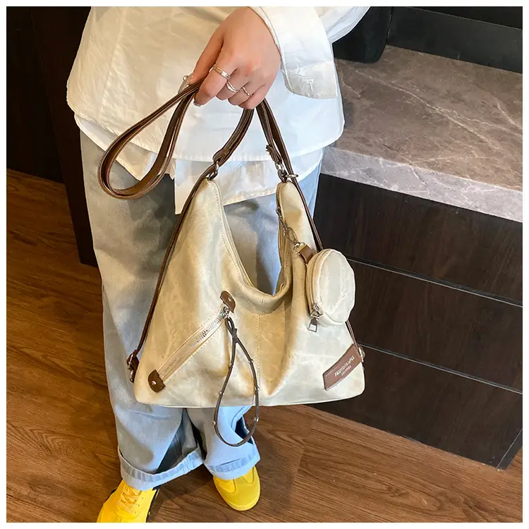 Korean Style Cream Leather Shoulder Bag Large Capacity — feature 16