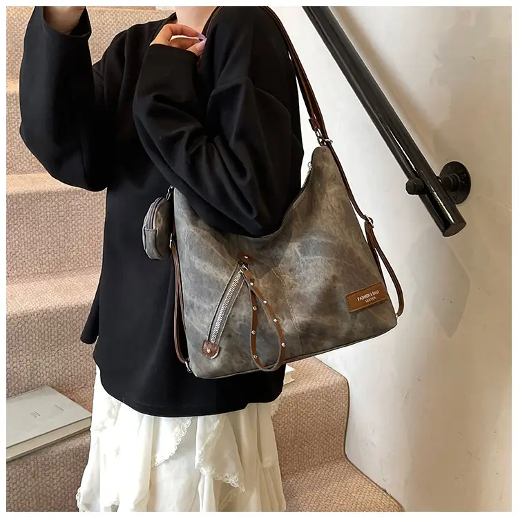 Korean Style Cream Leather Shoulder Bag Large Capacity — feature 7
