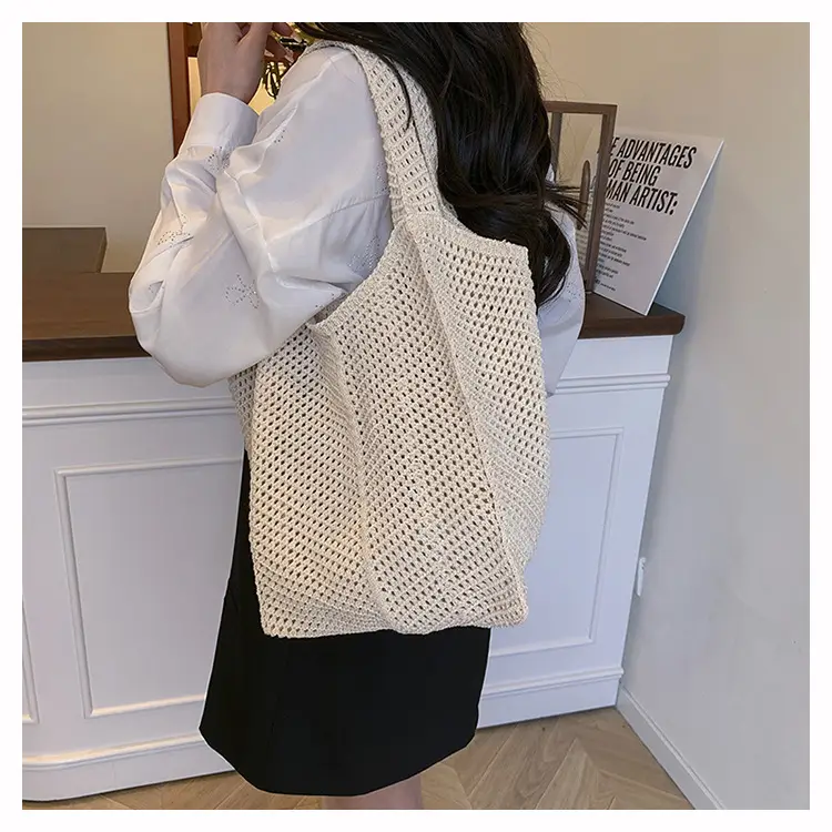 Large Capacity Cotton Woven Shoulder Bag for Women — feature 13