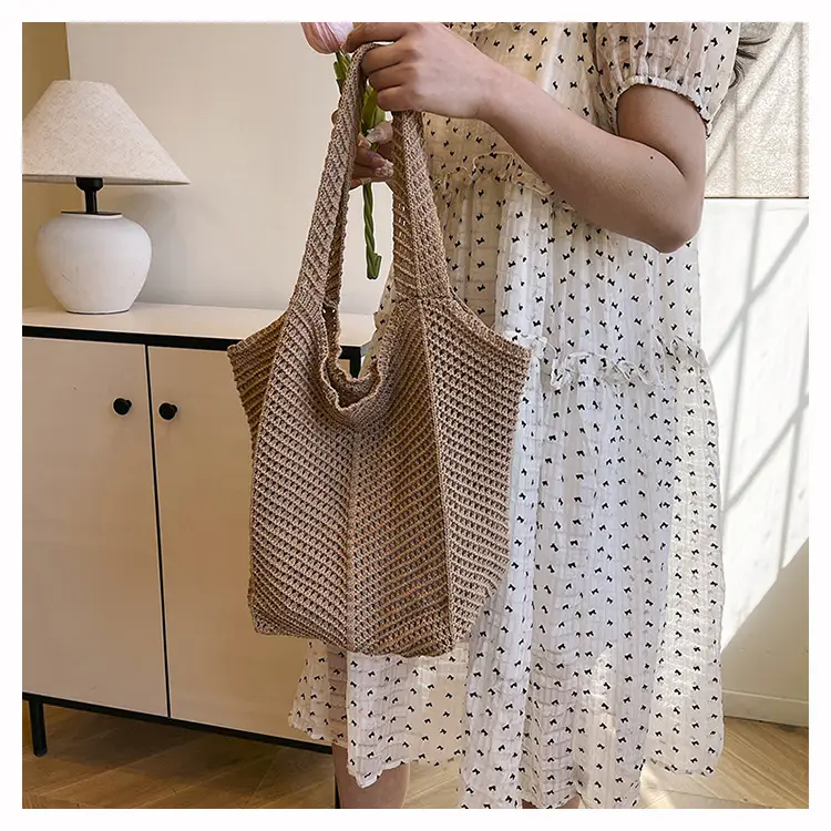 Large Capacity Cotton Woven Shoulder Bag for Women — feature 17