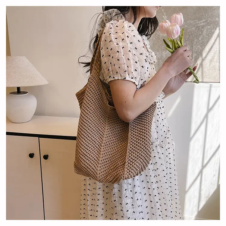 Large Capacity Cotton Woven Shoulder Bag for Women — feature 19