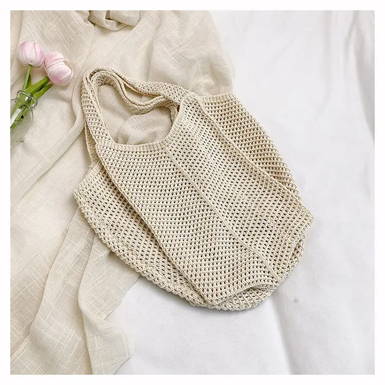 Large Capacity Cotton Woven Shoulder Bag for Women - Image 2