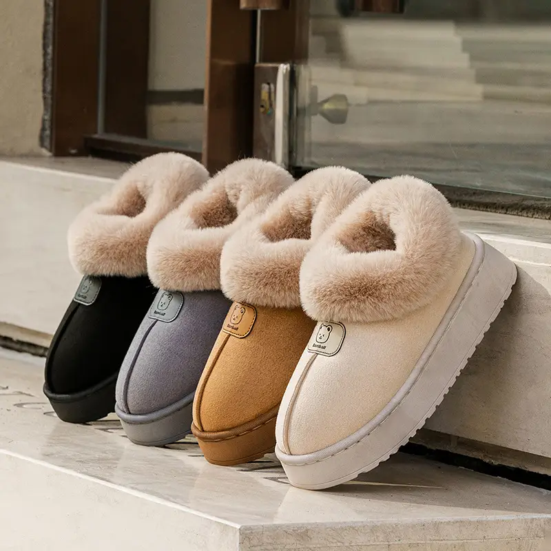 Cotton Slippers with Covered Heels for Women, Autumn and Winter Indoor Home Use, Dormitory Thick Plush Warm Wear-Resistant Couple Maternity Slippers - Image 7