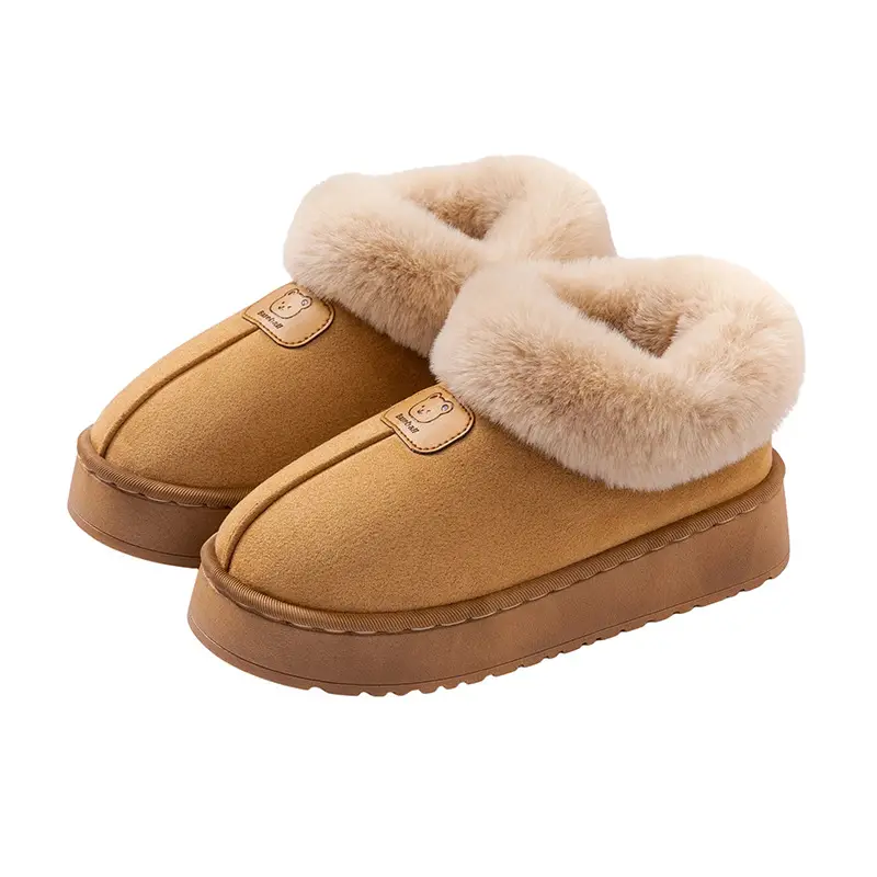 Cotton Slippers with Covered Heels for Women, Autumn and Winter Indoor Home Use, Dormitory Thick Plush Warm Wear-Resistant Couple Maternity Slippers - Image 9