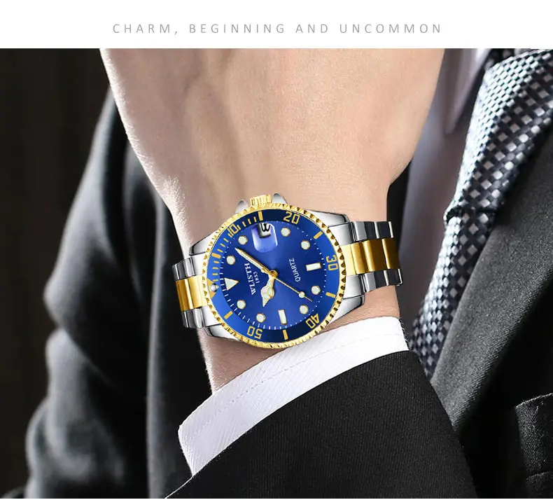 Walis Blue Quartz Men's Watch with Gold Strap — feature 16