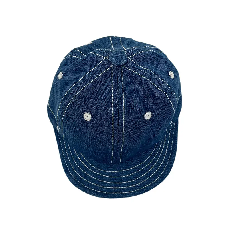Blue Denim Drawstring Cap for Kids with Pearl Accents - Image 7