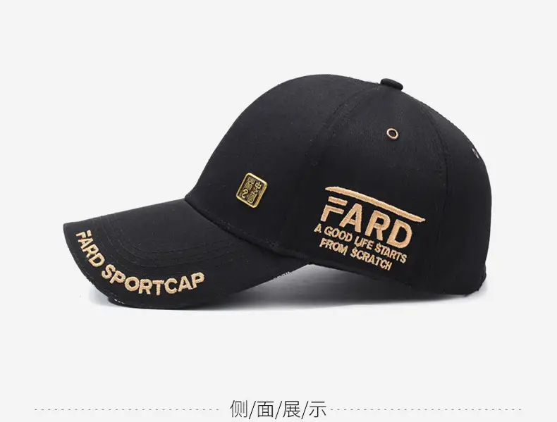 Unisex Korean Letter Cap Black Embroidered — feature 10