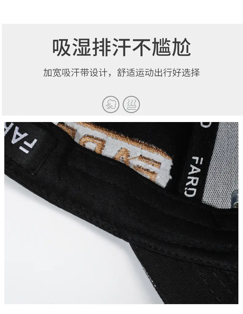 Unisex Korean Letter Cap Black Embroidered — feature 3