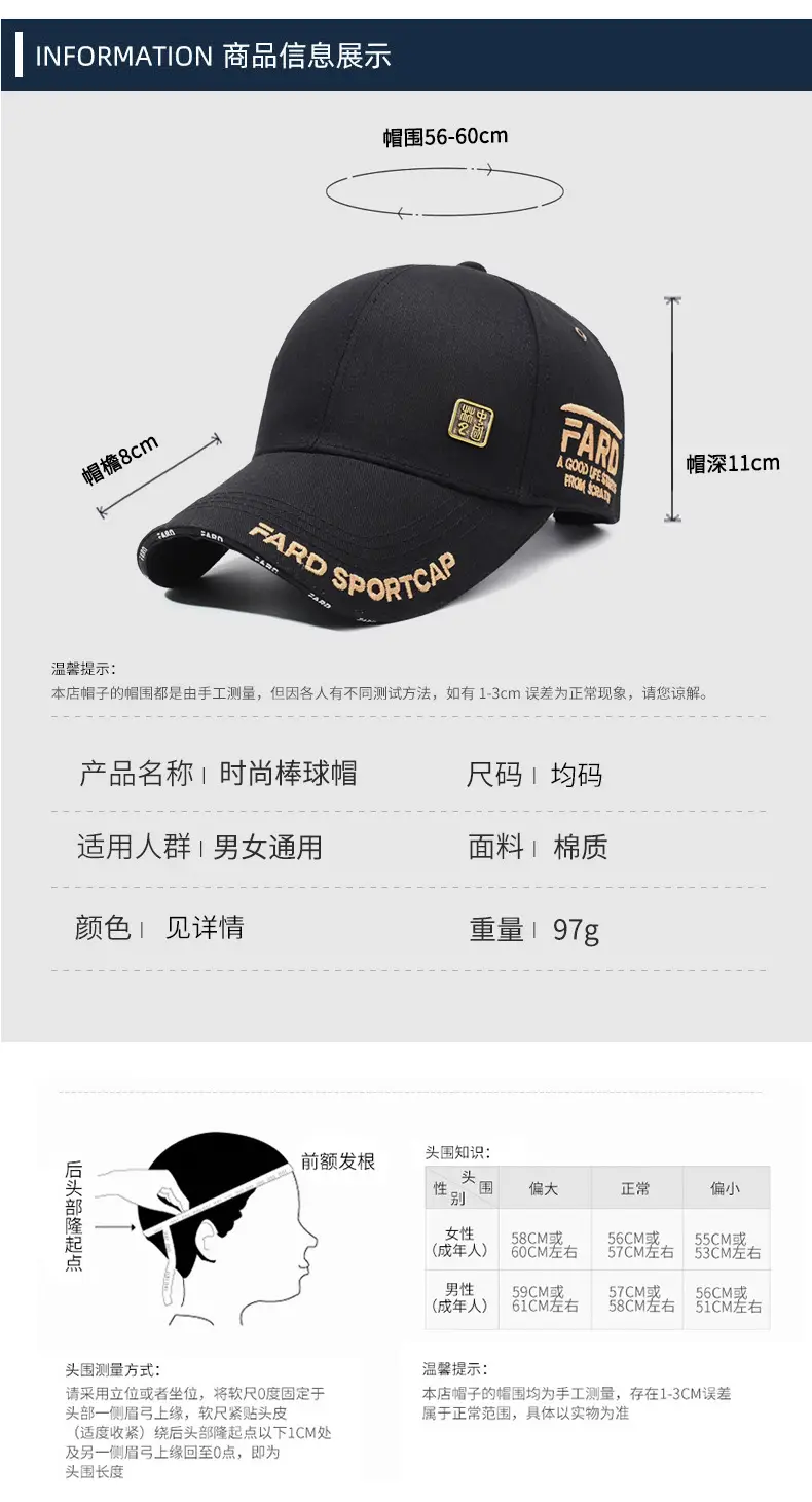 Unisex Korean Letter Cap Black Embroidered — feature 6
