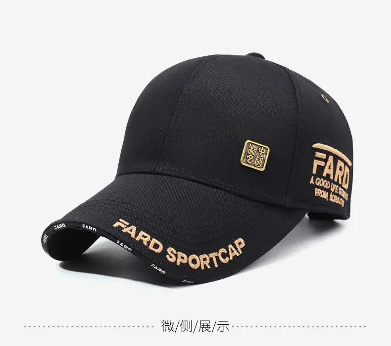 Unisex Korean Letter Cap Black Embroidered — feature 9