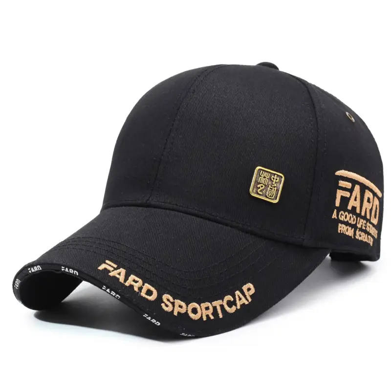 Unisex Korean Letter Cap Black Embroidered - Image 2