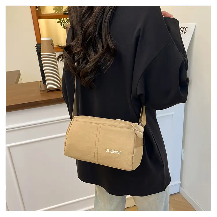 Women's Water-Repellent Nylon Shoulder Bag Tan New Arrival — feature 10
