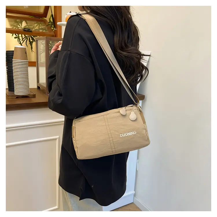 Women's Water-Repellent Nylon Shoulder Bag Tan New Arrival — feature 11