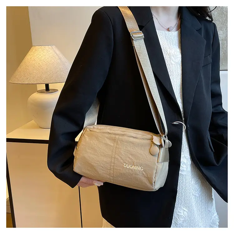 Women's Water-Repellent Nylon Shoulder Bag Tan New Arrival — feature 18