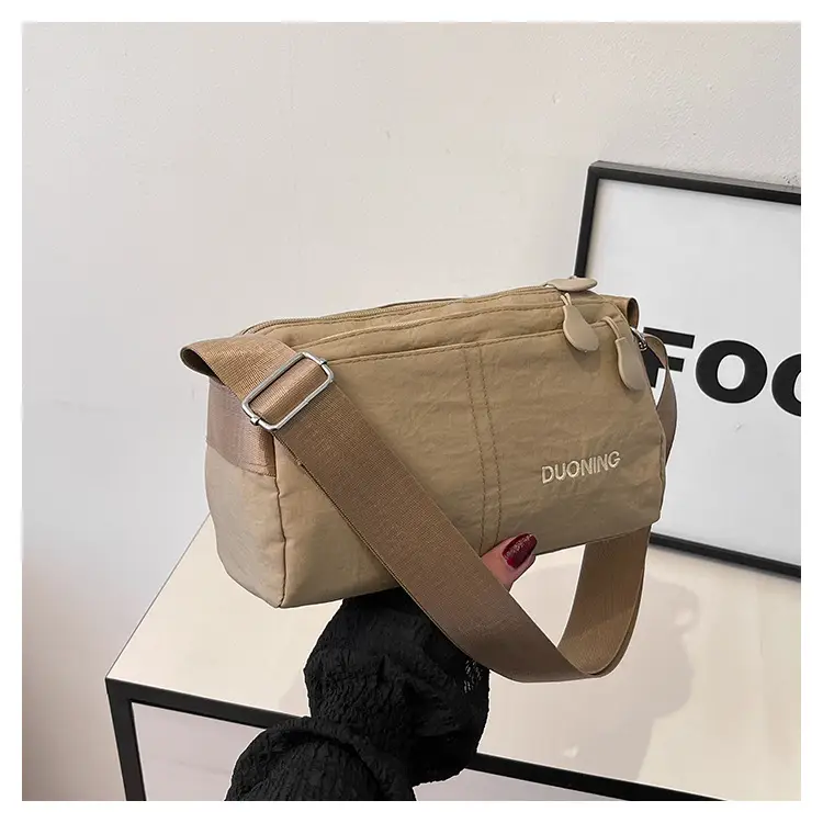 Women's Water-Repellent Nylon Shoulder Bag Tan New Arrival — feature 25