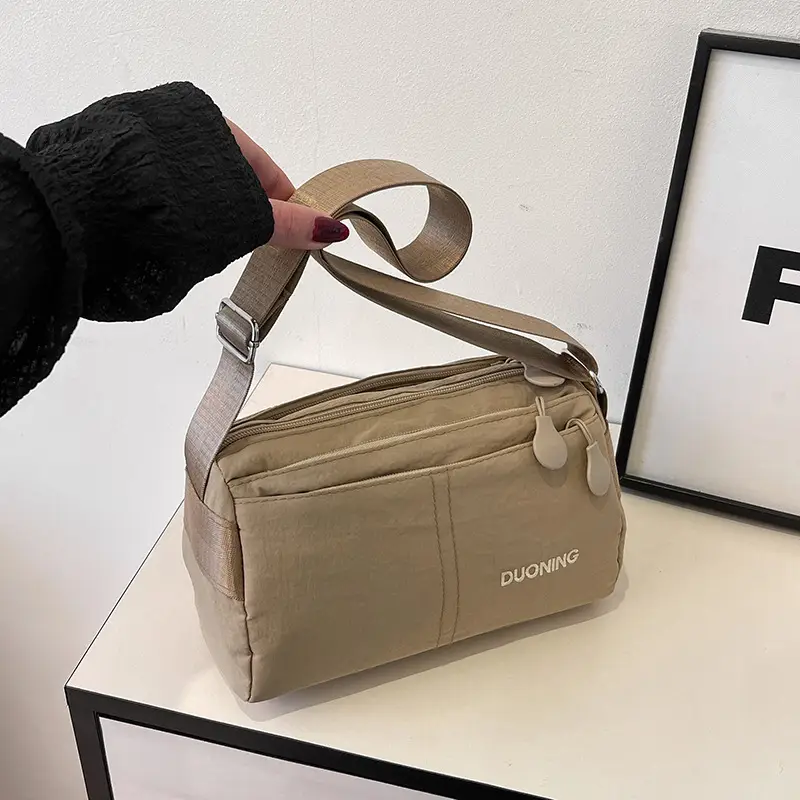 Women's Water-Repellent Nylon Shoulder Bag Tan New Arrival - Image 2