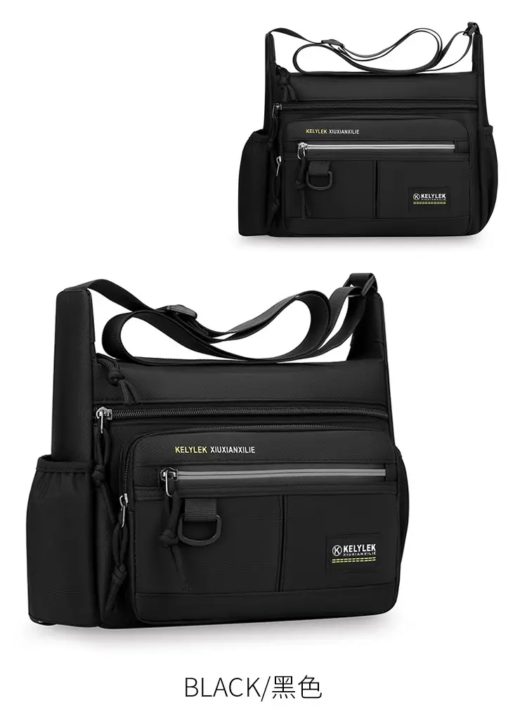 Men's Multi-Layer Oxford Shoulder Bag with Water Cup Storage — feature 13