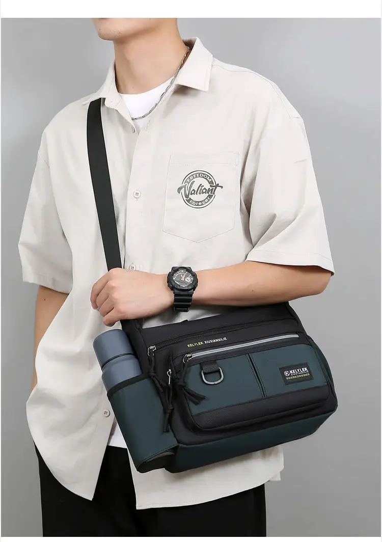 Men's Multi-Layer Oxford Shoulder Bag with Water Cup Storage — feature 24