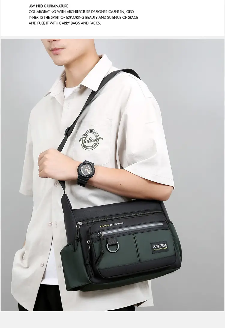 Men's Multi-Layer Oxford Shoulder Bag with Water Cup Storage — feature 26
