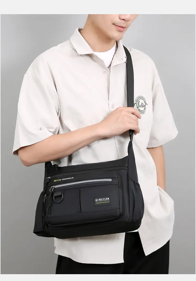 Men's Multi-Layer Oxford Shoulder Bag with Water Cup Storage — feature 31