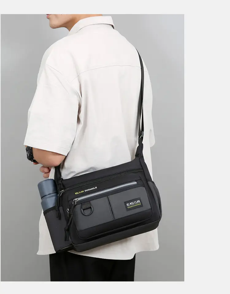 Men's Multi-Layer Oxford Shoulder Bag with Water Cup Storage — feature 34