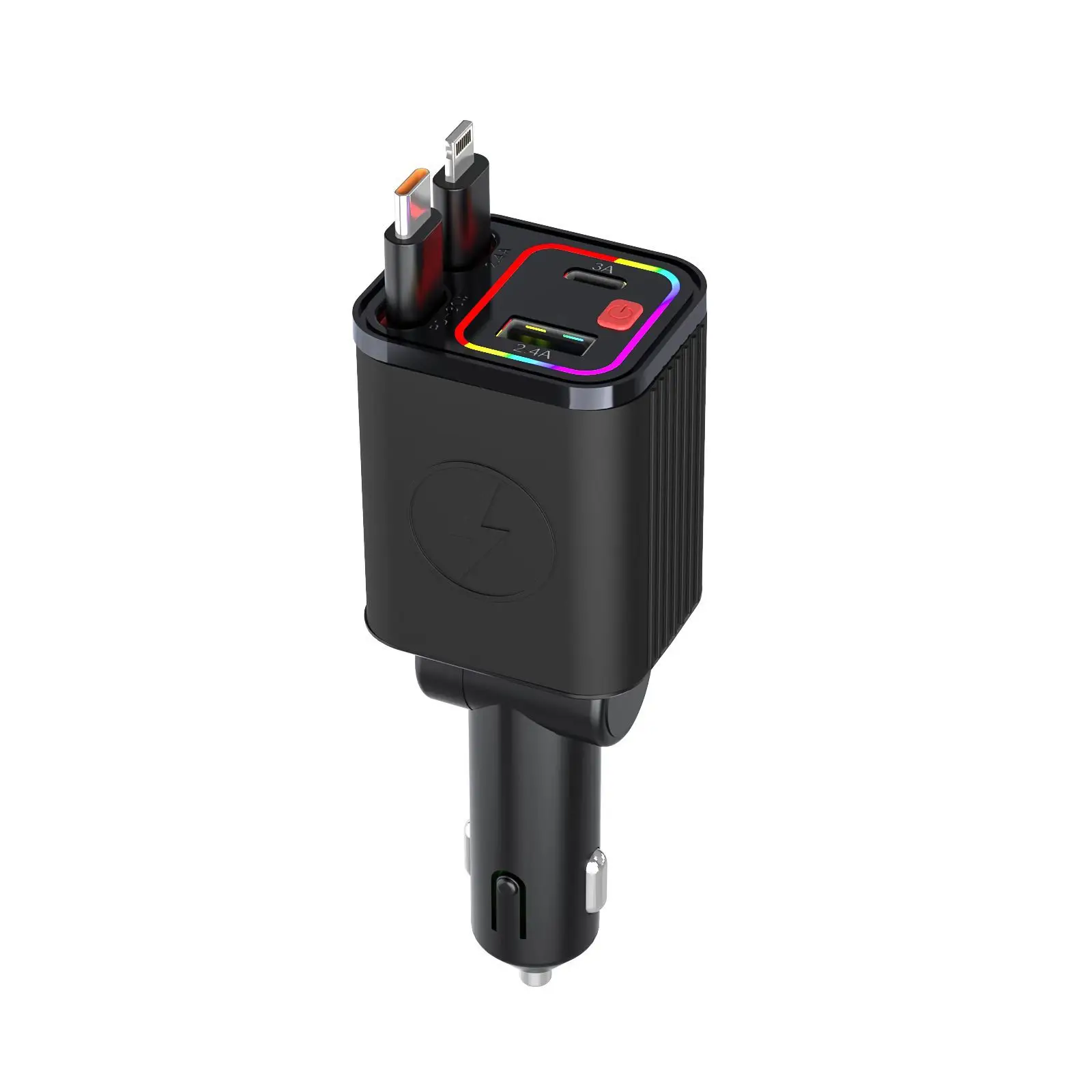 12-24V Car Charger for Huawei & Apple with 4-in-1 Design