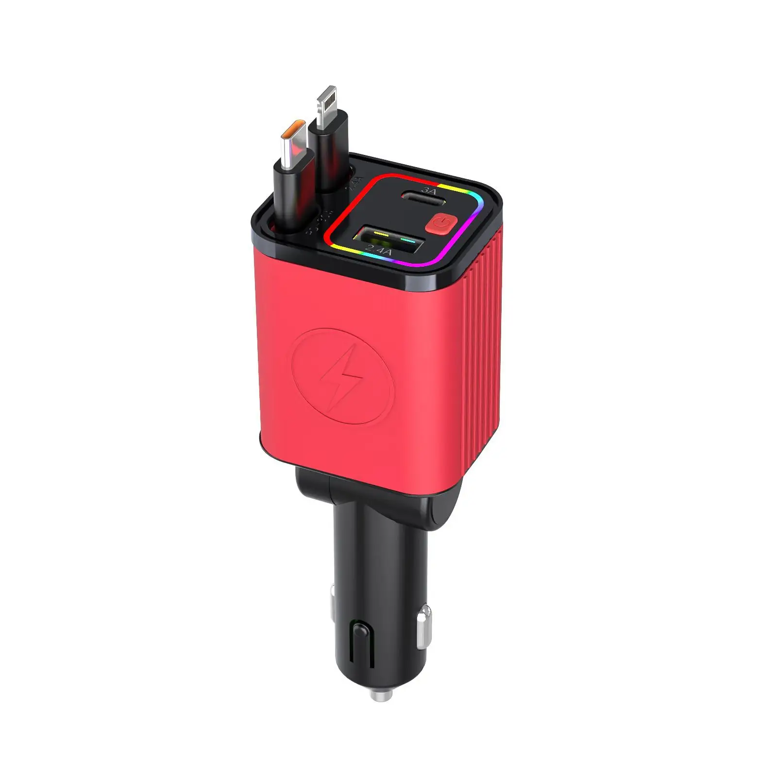 12-24V Car Charger for Huawei & Apple with 4-in-1 Design