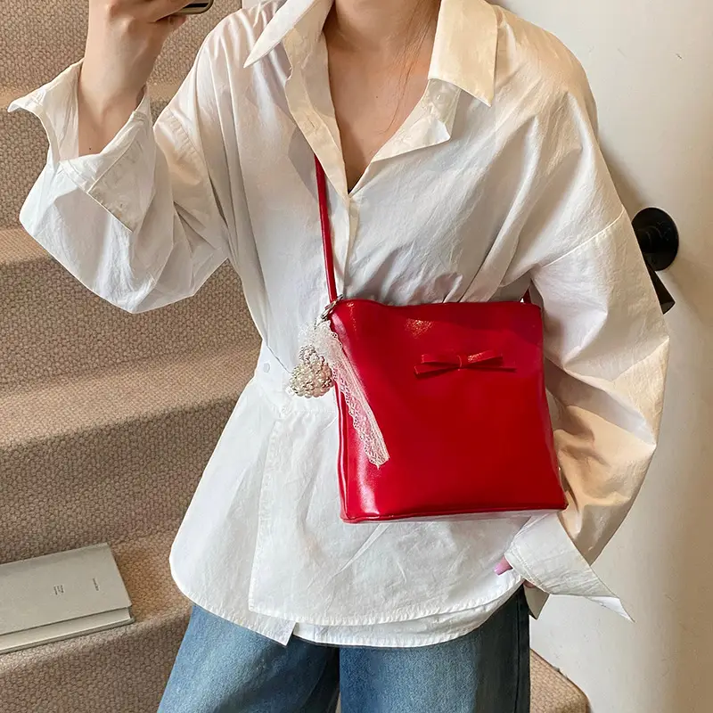 Light Blue Bow Shoulder Bag for Women 2025
