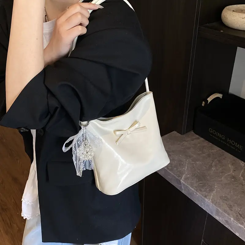 Light Blue Bow Shoulder Bag for Women 2025