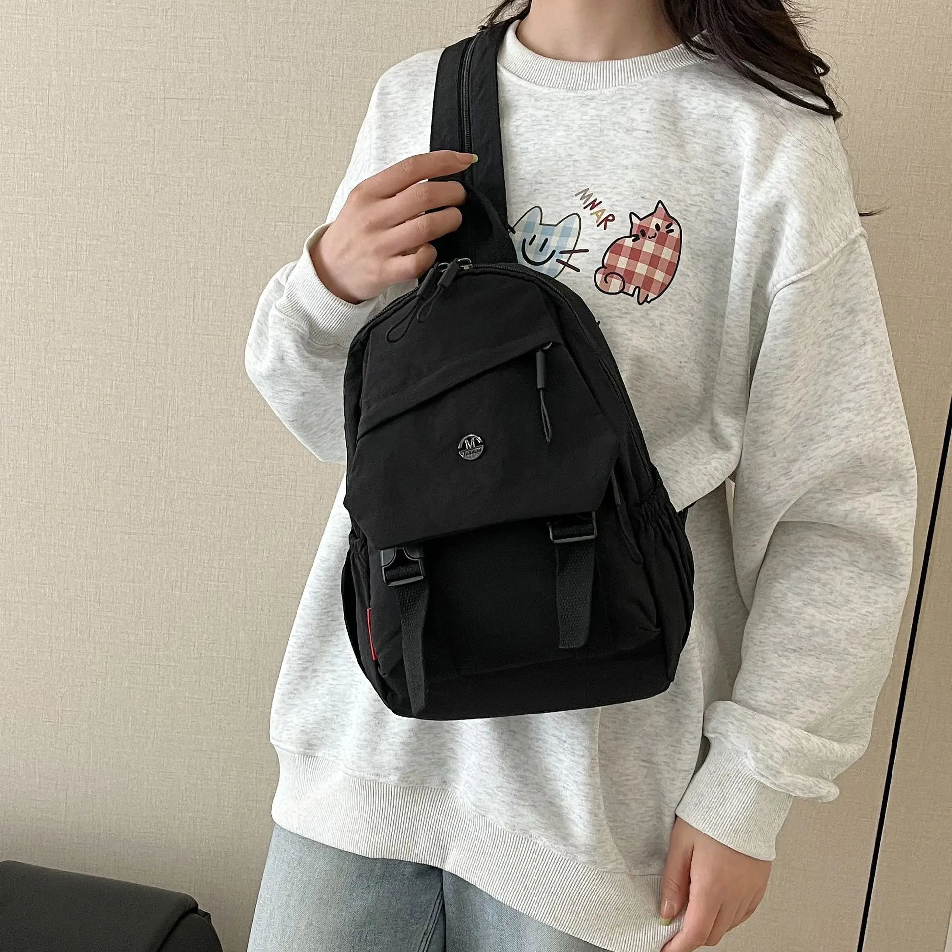Japanese Style Large Capacity Backpack for Girls, One Pack of Four-Back Chest Bag for Men, Versatile New Fashion Backpack, Single Shoulder luggage and leather goods — feature 27