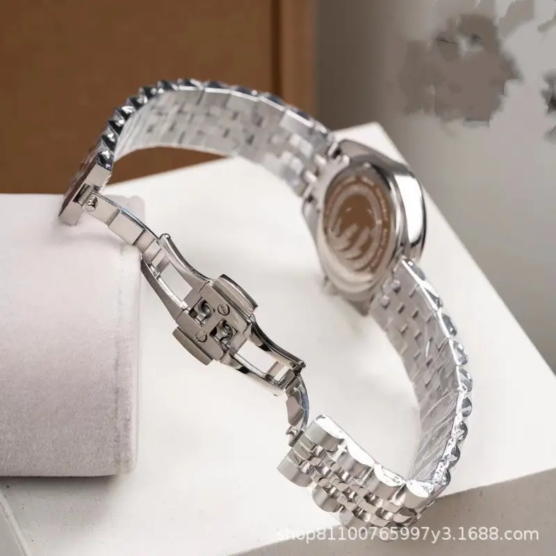 Women's Diamond Encrusted Steel Watch with Cherry Blossom Pink Dial — feature 7