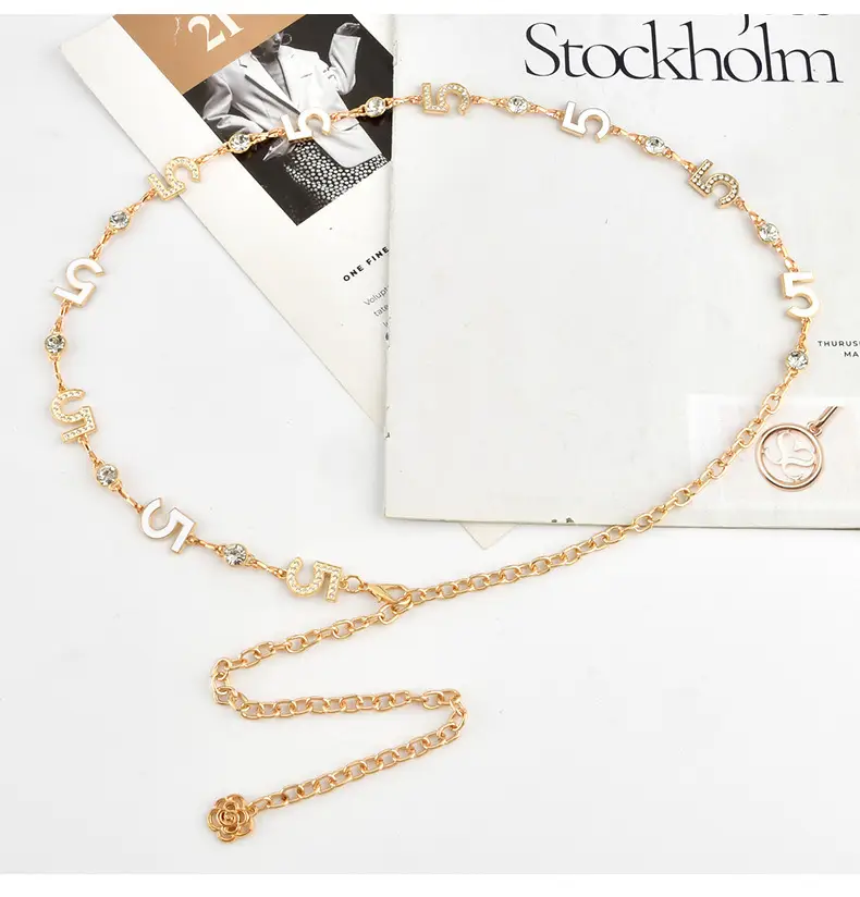 European Metal Waist Chain Women's Trendy Rhinestone Belt Skirt — feature 7