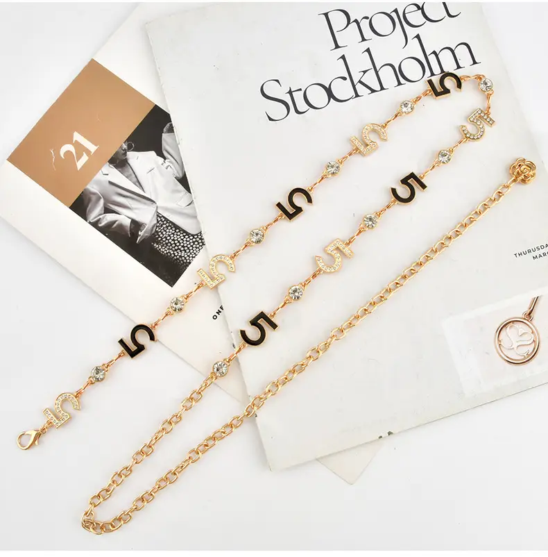European Metal Waist Chain Women's Trendy Rhinestone Belt Skirt — feature 9