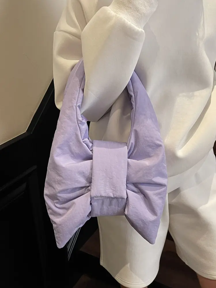 Trendy Bow Design Cotton Filled Shoulder Bag for Women - Image 9