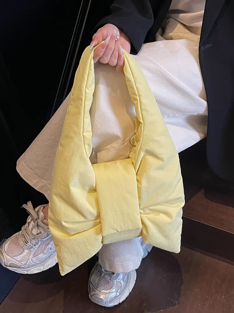 Trendy Bow Design Cotton Filled Shoulder Bag for Women - Image 10