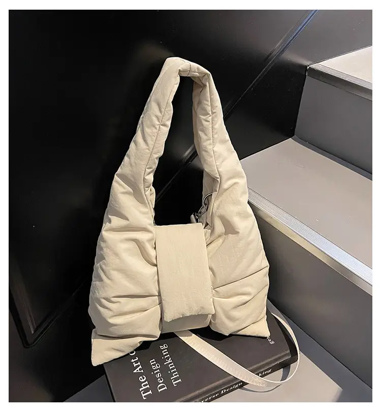 Trendy Bow Design Cotton Filled Shoulder Bag for Women — feature 1
