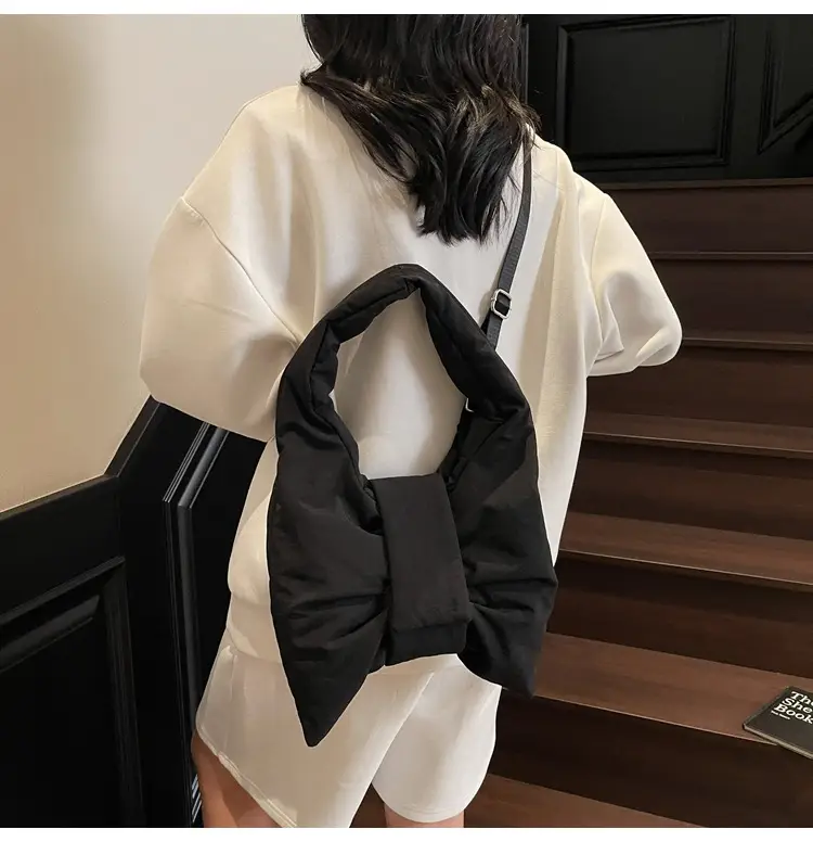 Trendy Bow Design Cotton Filled Shoulder Bag for Women — feature 12