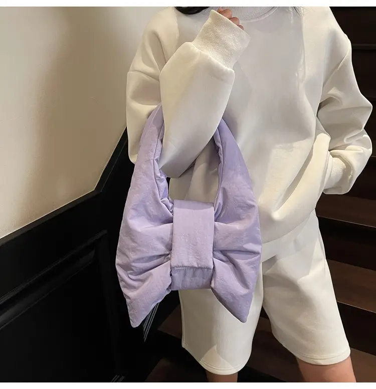 Trendy Bow Design Cotton Filled Shoulder Bag for Women — feature 15