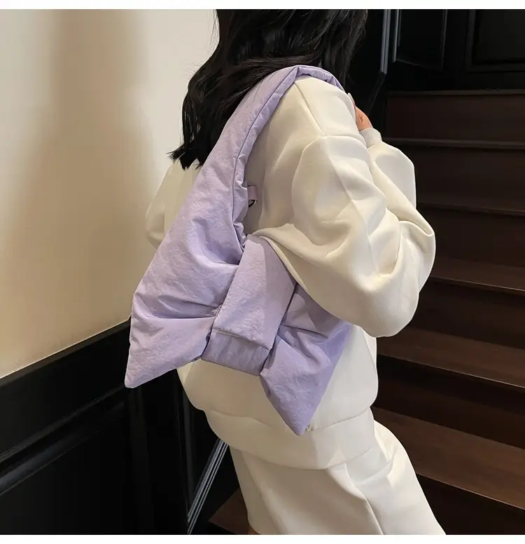 Trendy Bow Design Cotton Filled Shoulder Bag for Women — feature 16