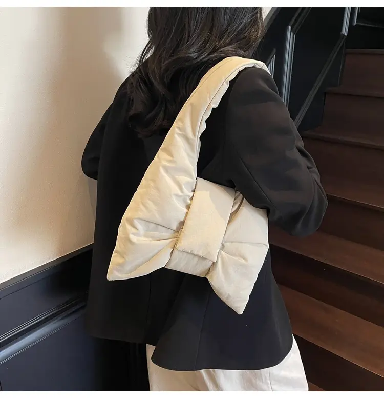 Trendy Bow Design Cotton Filled Shoulder Bag for Women — feature 18