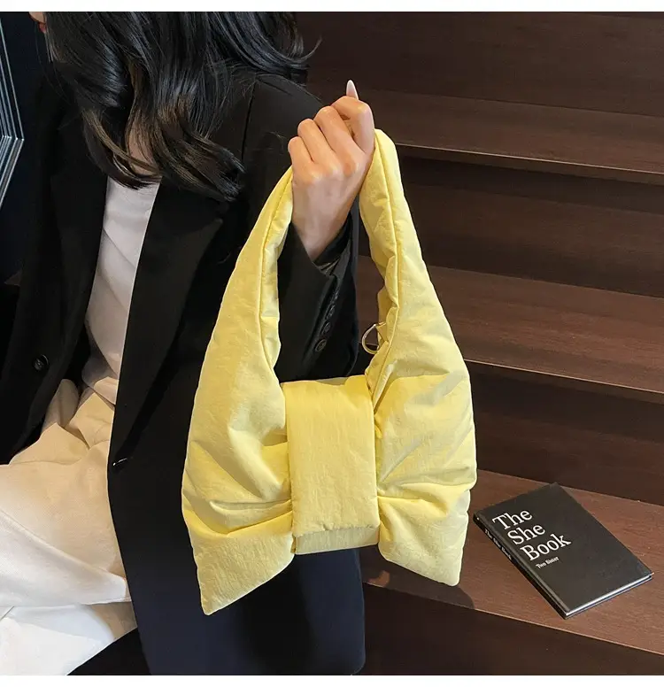 Trendy Bow Design Cotton Filled Shoulder Bag for Women — feature 20