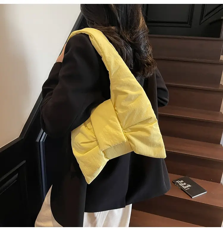 Trendy Bow Design Cotton Filled Shoulder Bag for Women — feature 21