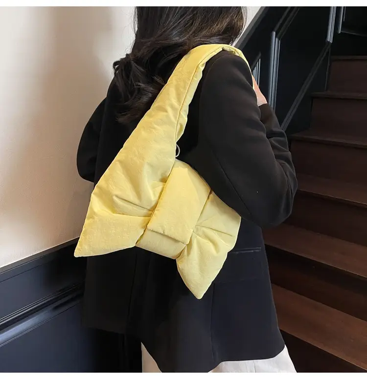 Trendy Bow Design Cotton Filled Shoulder Bag for Women — feature 22
