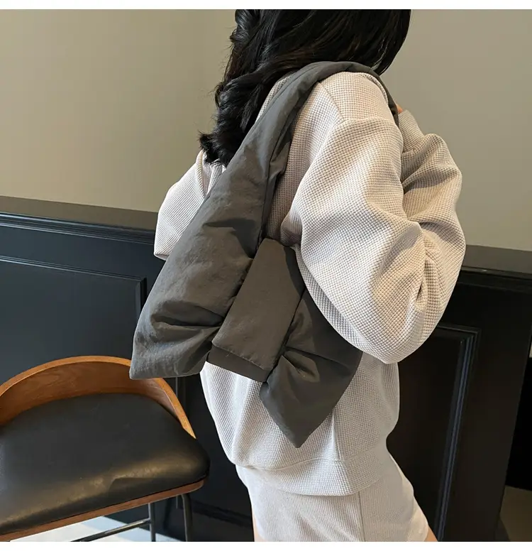 Trendy Bow Design Cotton Filled Shoulder Bag for Women — feature 23