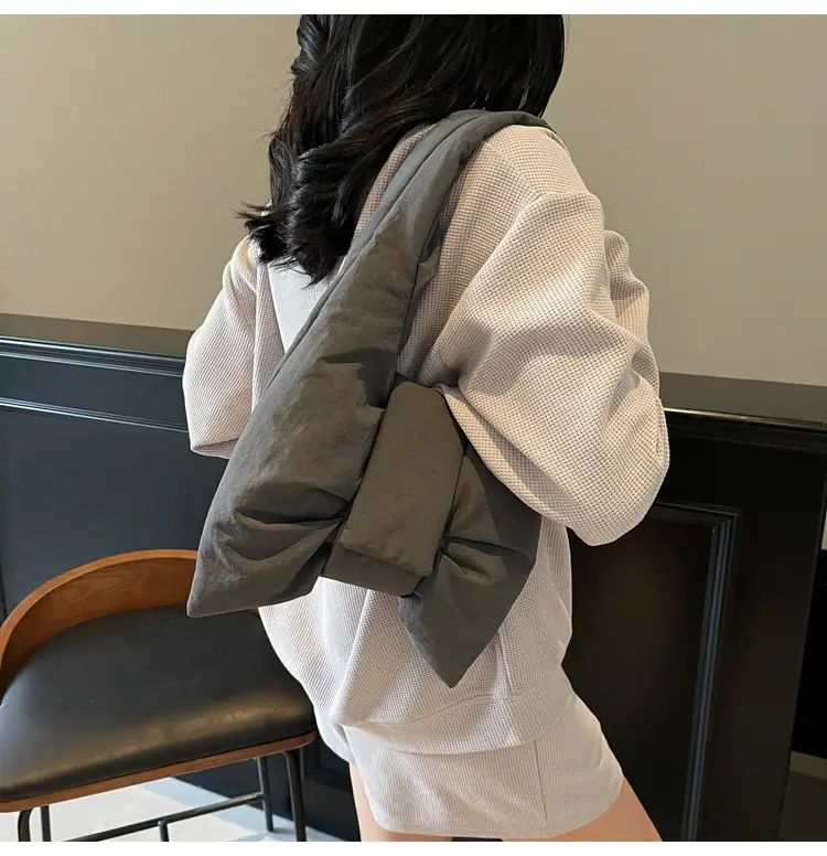 Trendy Bow Design Cotton Filled Shoulder Bag for Women — feature 24