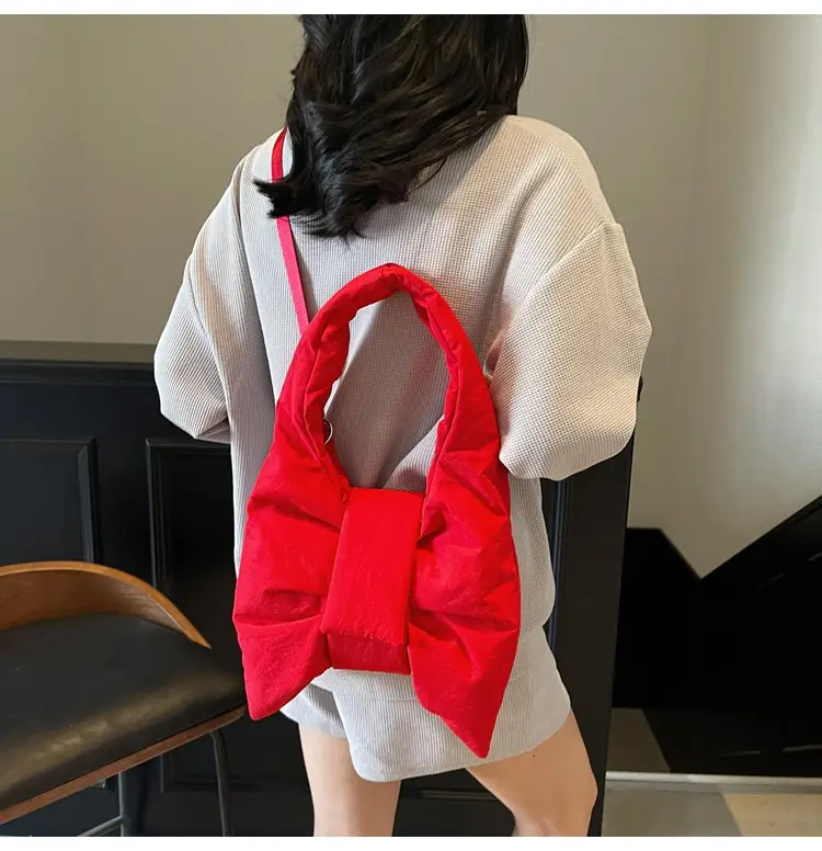 Trendy Bow Design Cotton Filled Shoulder Bag for Women — feature 25